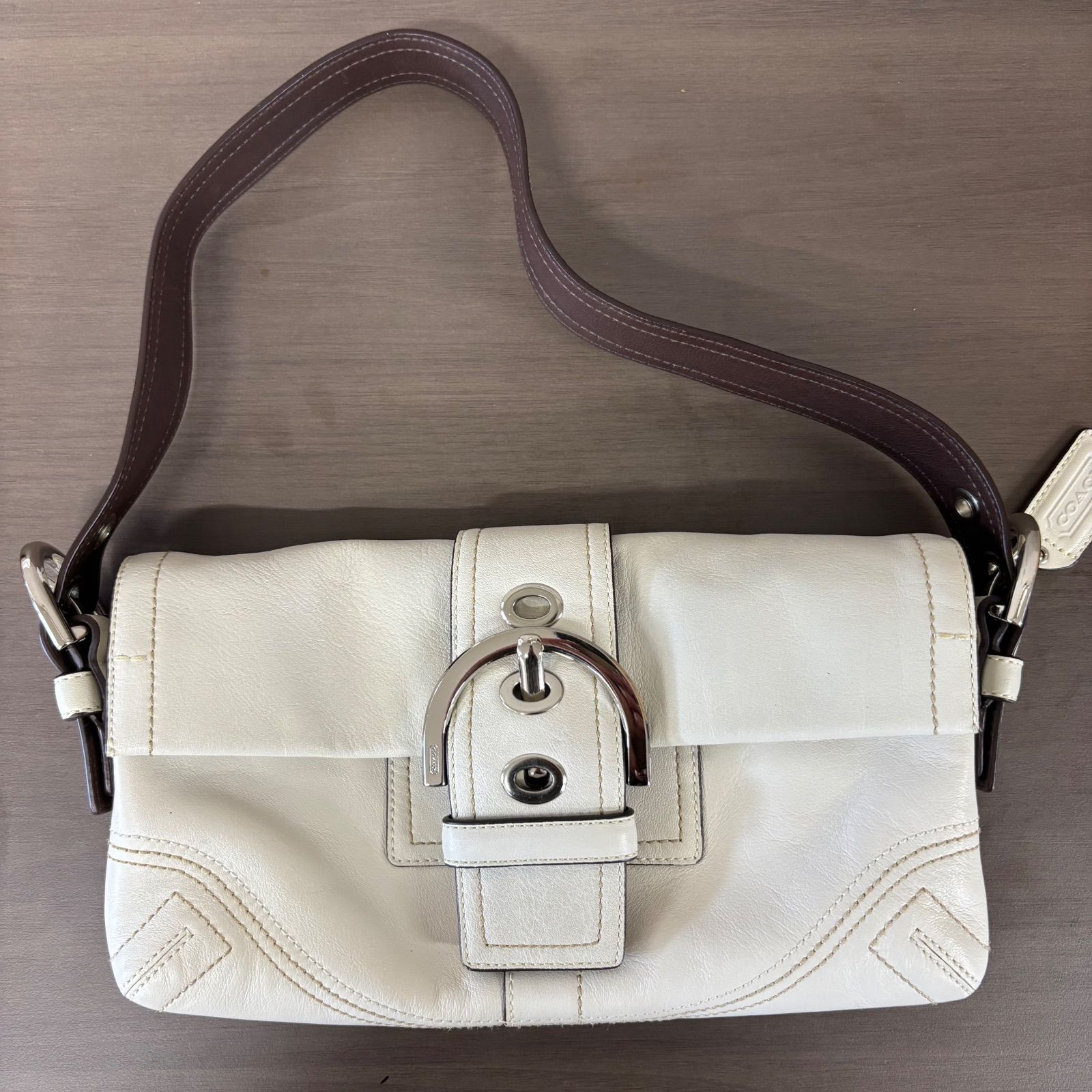 (o) COACH コーチ ワンショルダーバッグ ハンドバッグ レザー アイボリー レディース/1006