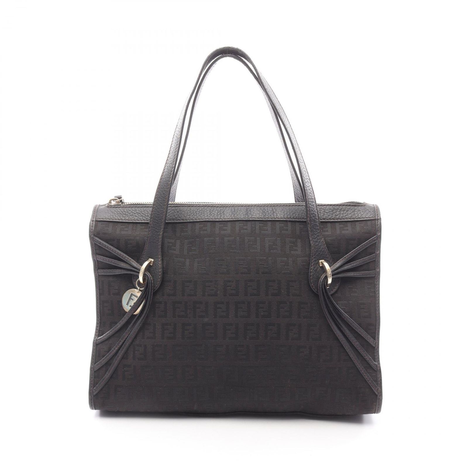 フェンディ FENDI ハンドバッグ ズッキーノ ダークブラウン キャンバス レザー ズッキーノ ハンドバッグ レディース Used B