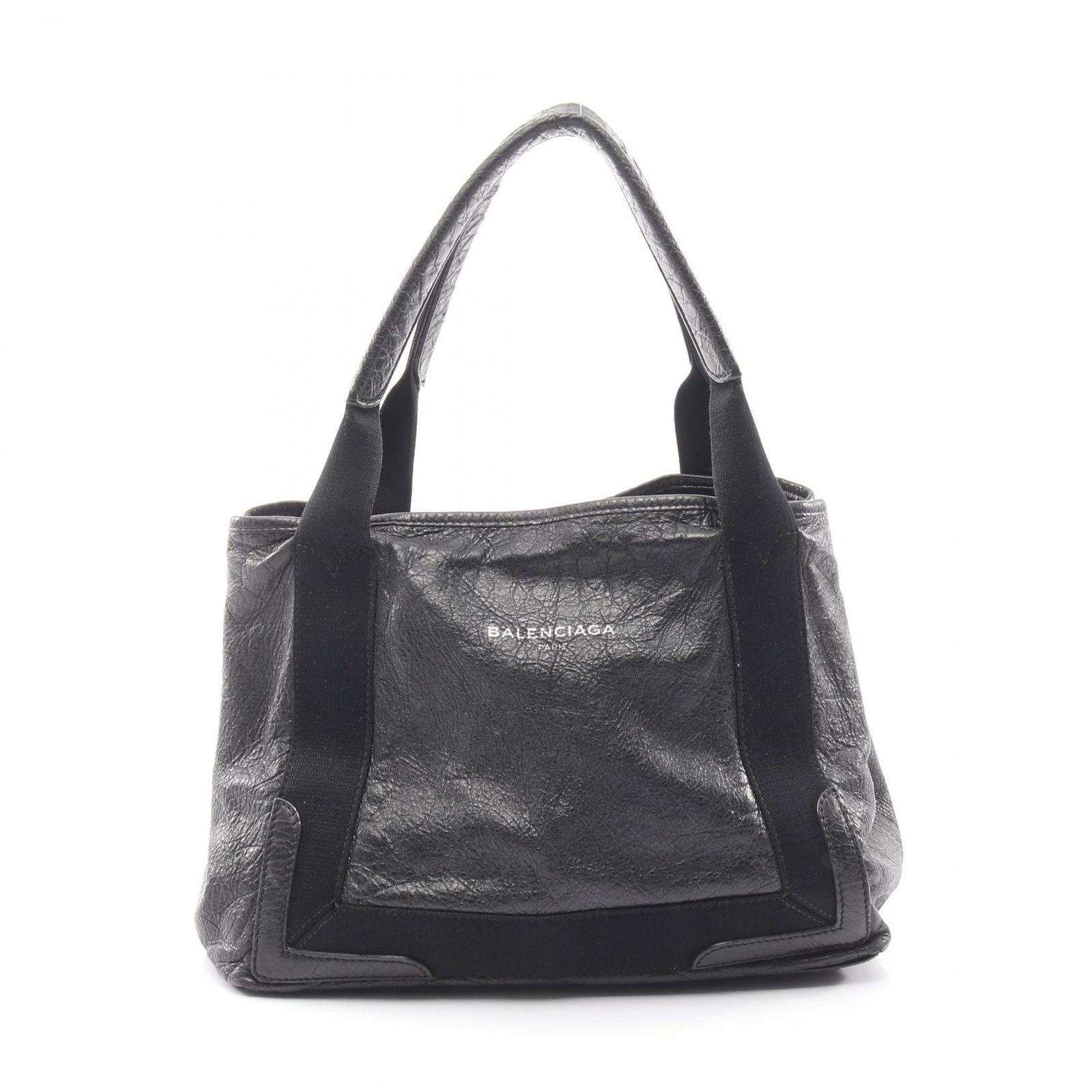 バレンシアガ BALENCIAGA トートバッグ NAVY CABAS S ネイビーカバ 339933 ブラック レザー ネイビーカバS レディース Used B