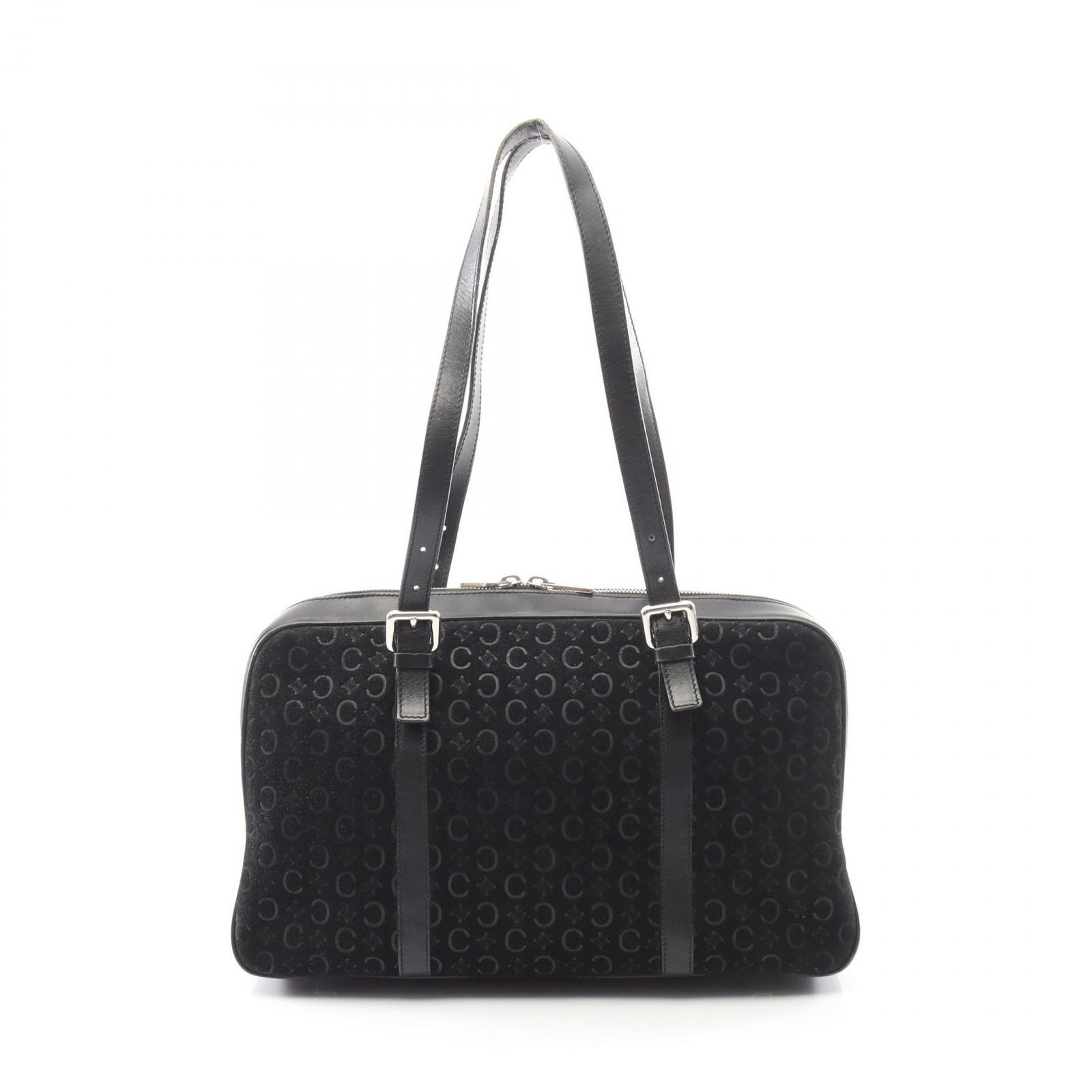 セリーヌ CELINE ショルダーバッグ Cマカダム ブラック スウェード レザー Cマカダム ショルダーバッグ レディース Used B