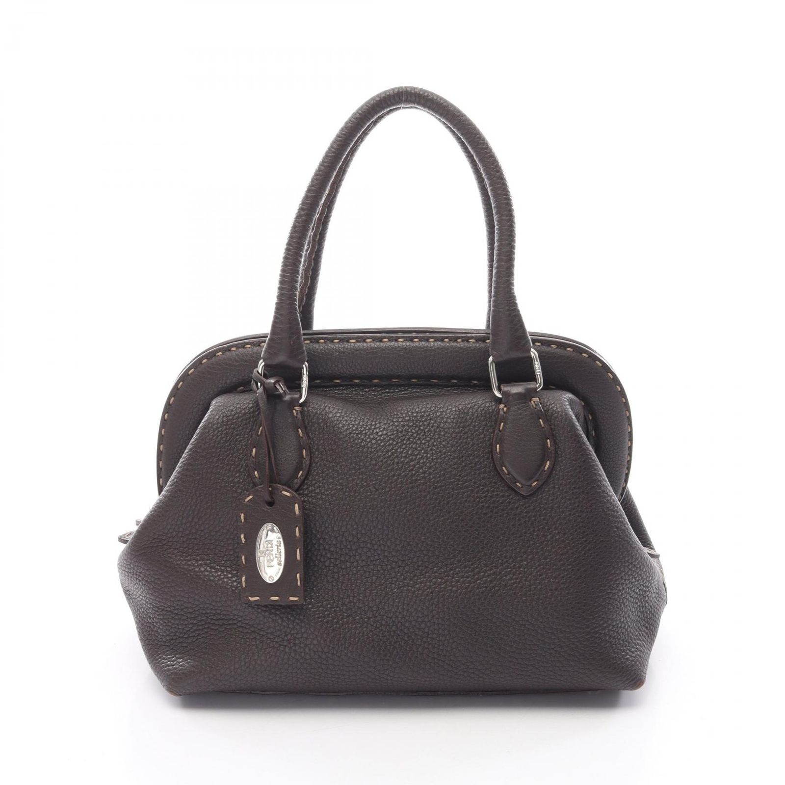 フェンディ FENDI ハンドバッグ セレリア ダークブラウン レザー セレリア ハンドバッグ レディース Used B