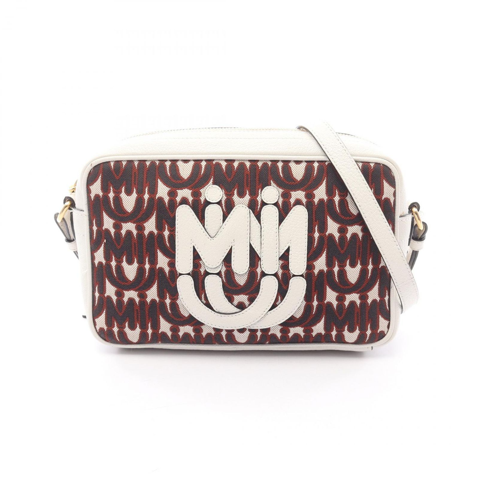 ミュウ ミュウ Miu Miu ショルダーバッグ ロゴ ジャガード ホワイト 