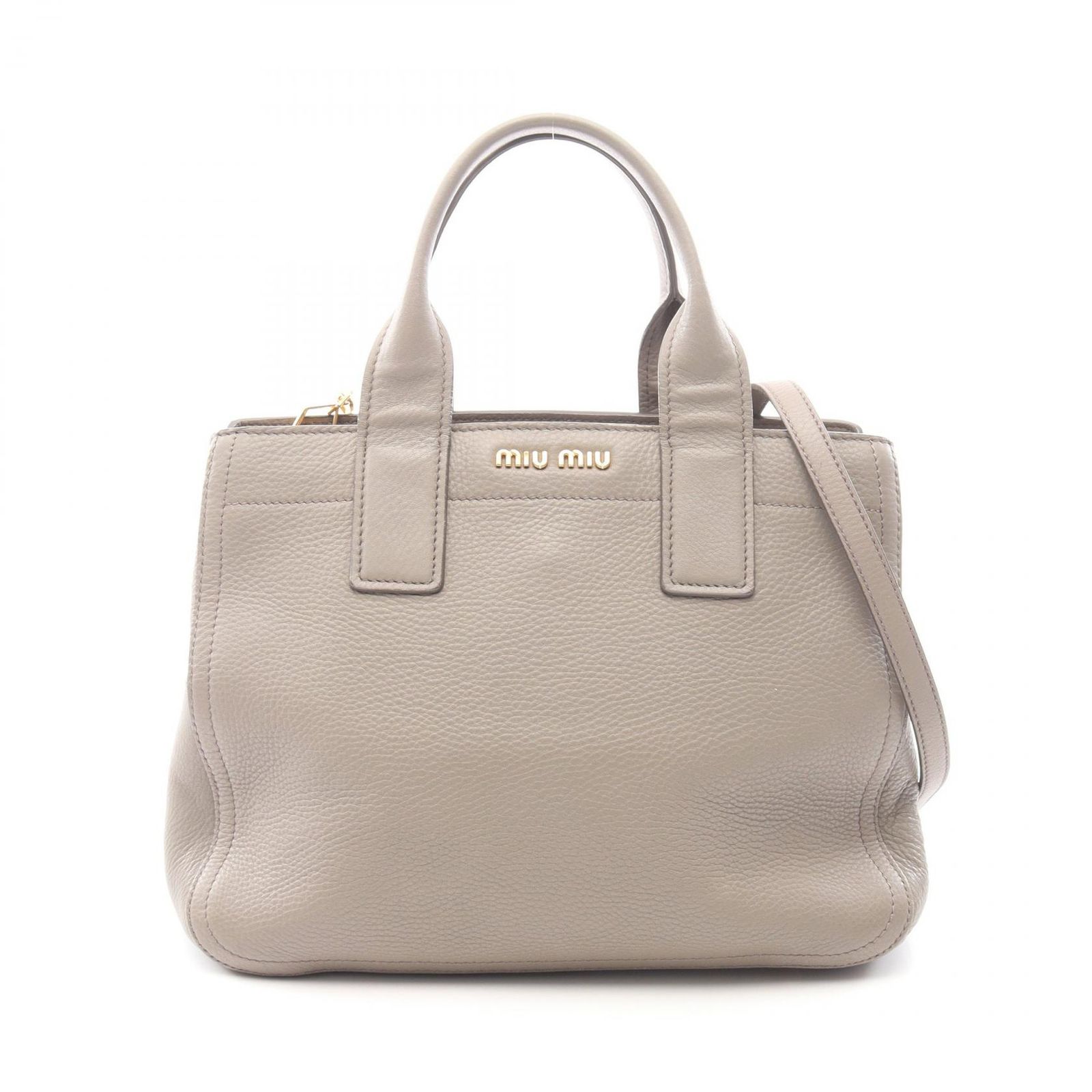 ミュウ ミュウ Miu Miu ハンドバッグ グレー レザー 2wayハンド レディース Used A