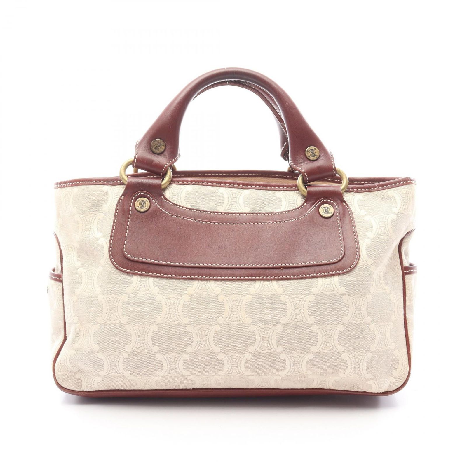 セリーヌ CELINE ハンドバッグ ブギーバッグ パリマカダム ベージュ/ブラウン キャンバス レザー ブギーバッグ レディース Used B