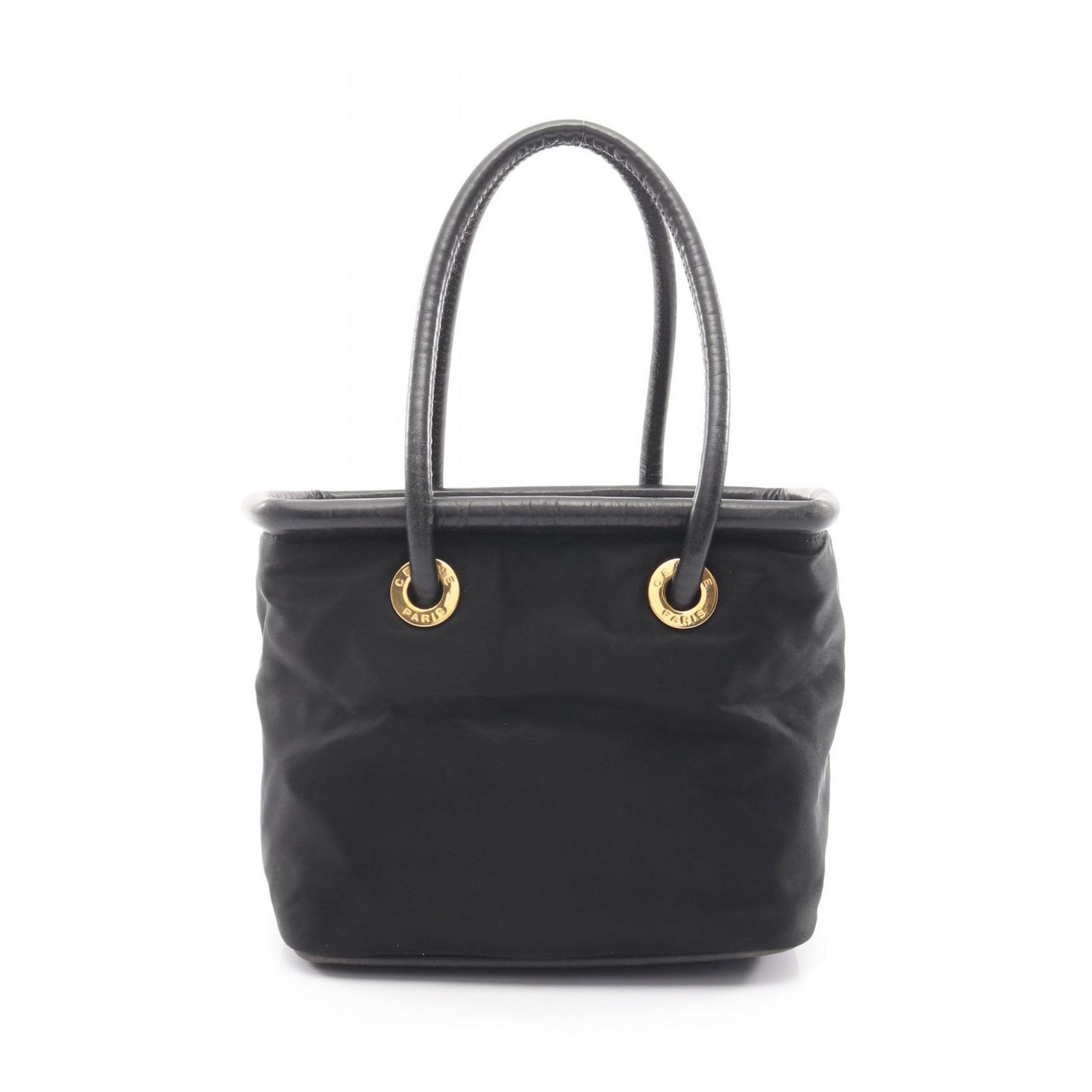 セリーヌ CELINE ハンドバッグ サークルロゴ ブラック ナイロン レザー ハンドバッグ レディース Used B 23,579円