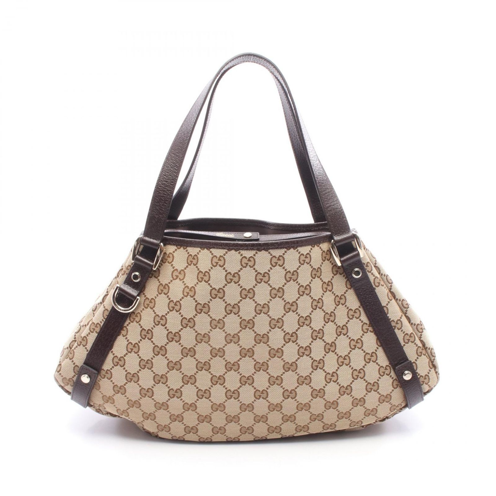 グッチ GUCCI ショルダーバッグ アビー 130736 ベージュ/ダークブラウン キャンバス レザー アビー トートバッグ レディース Used A