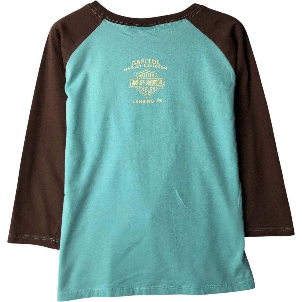 古着 00年代 ハーレーダビッドソン Harley-Davidson 七分袖 ラグランTシャツ USA製 レディースXL相当/eaa639365