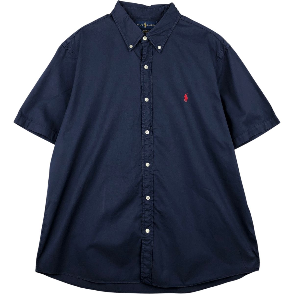 古着 ラルフローレン Ralph Lauren CLASSIC FIT FEATHER WEIGHT TWILL RL UNTUCKED FIT 半袖 ボタンダウンシャツ メンズXL相当/eaa636676