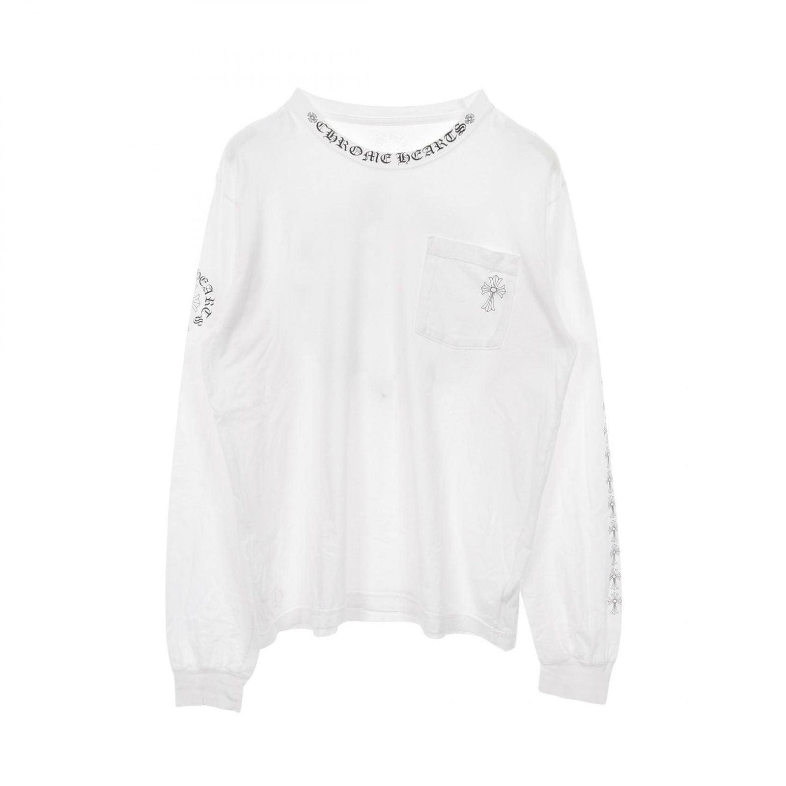 クロムハーツ CHROME HEARTS カットソー ネックロゴ CHクロス コットン Tシャツ メンズ Used A