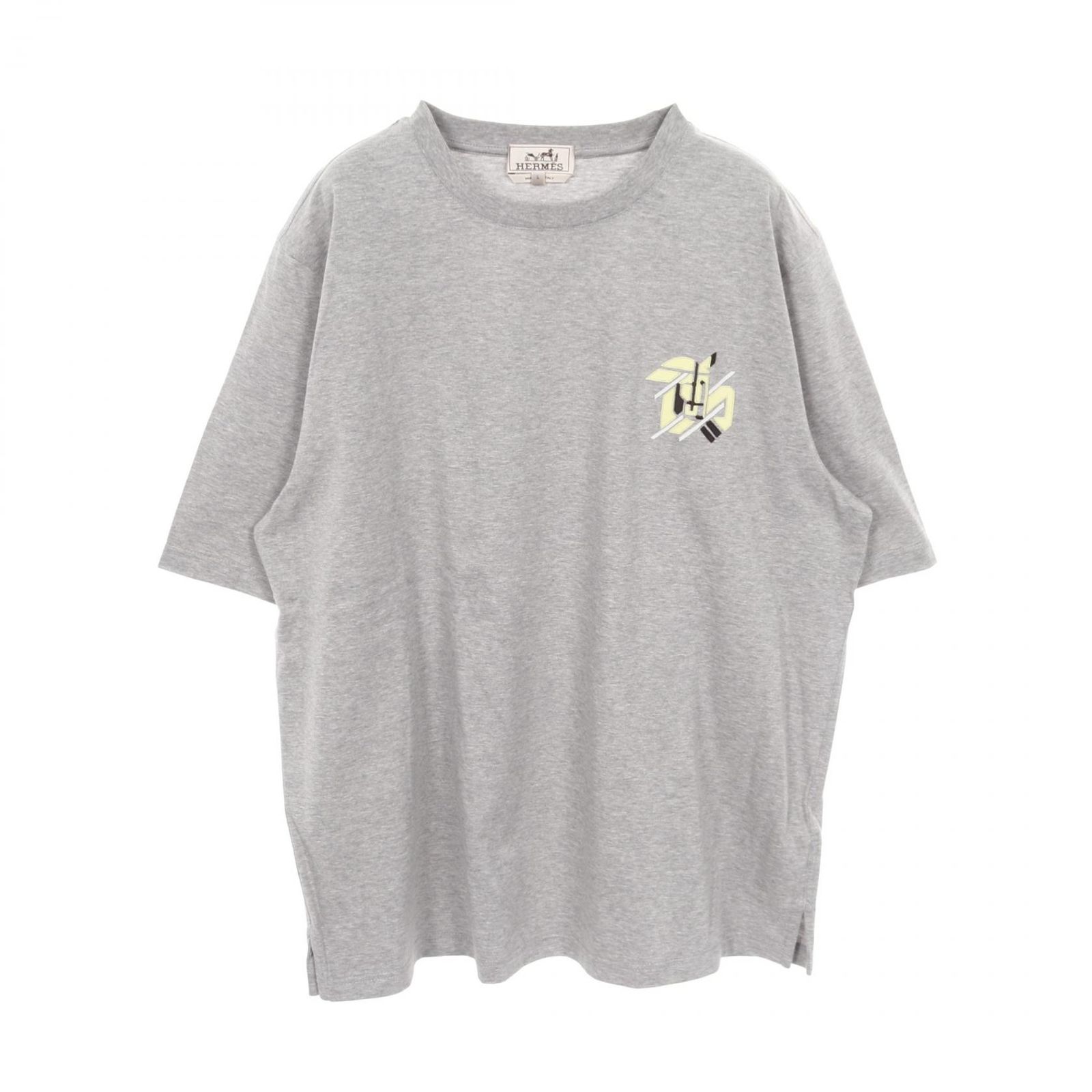 エルメス HERMES カットソー ミニレザーパッチ コットン Tシャツ メンズ 未使用