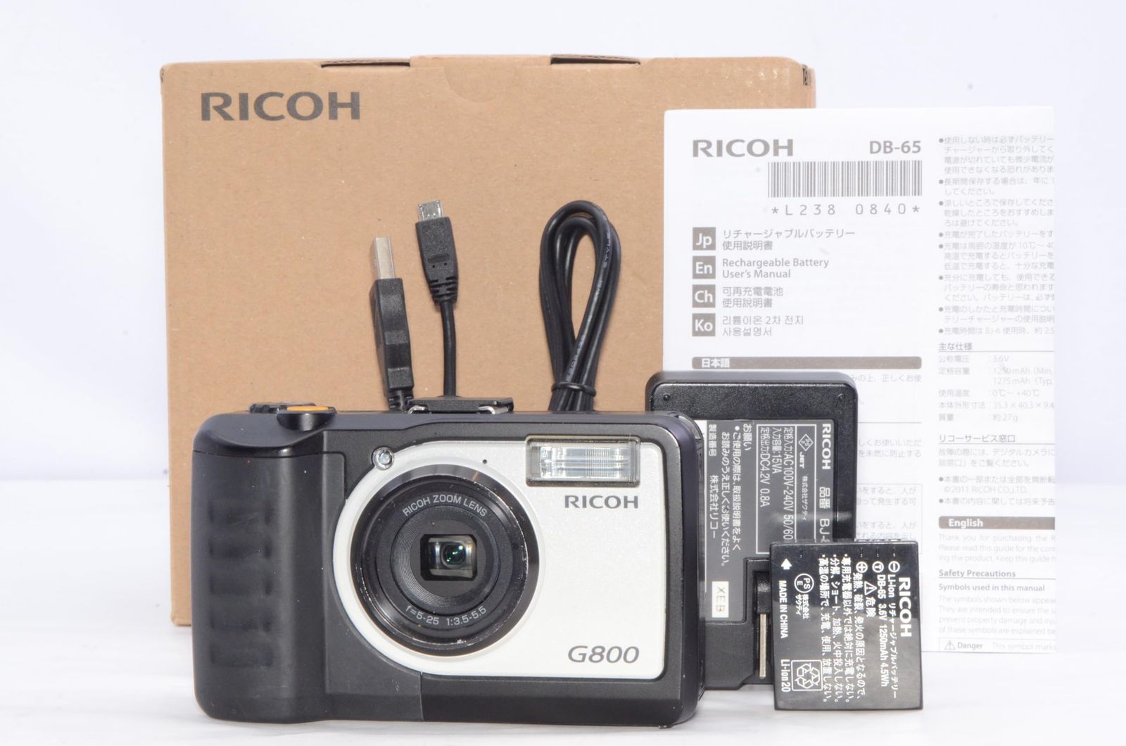 RICOH G800 防水耐衝撃デジタルカメラ 動作確認済み 付属品あり 実用