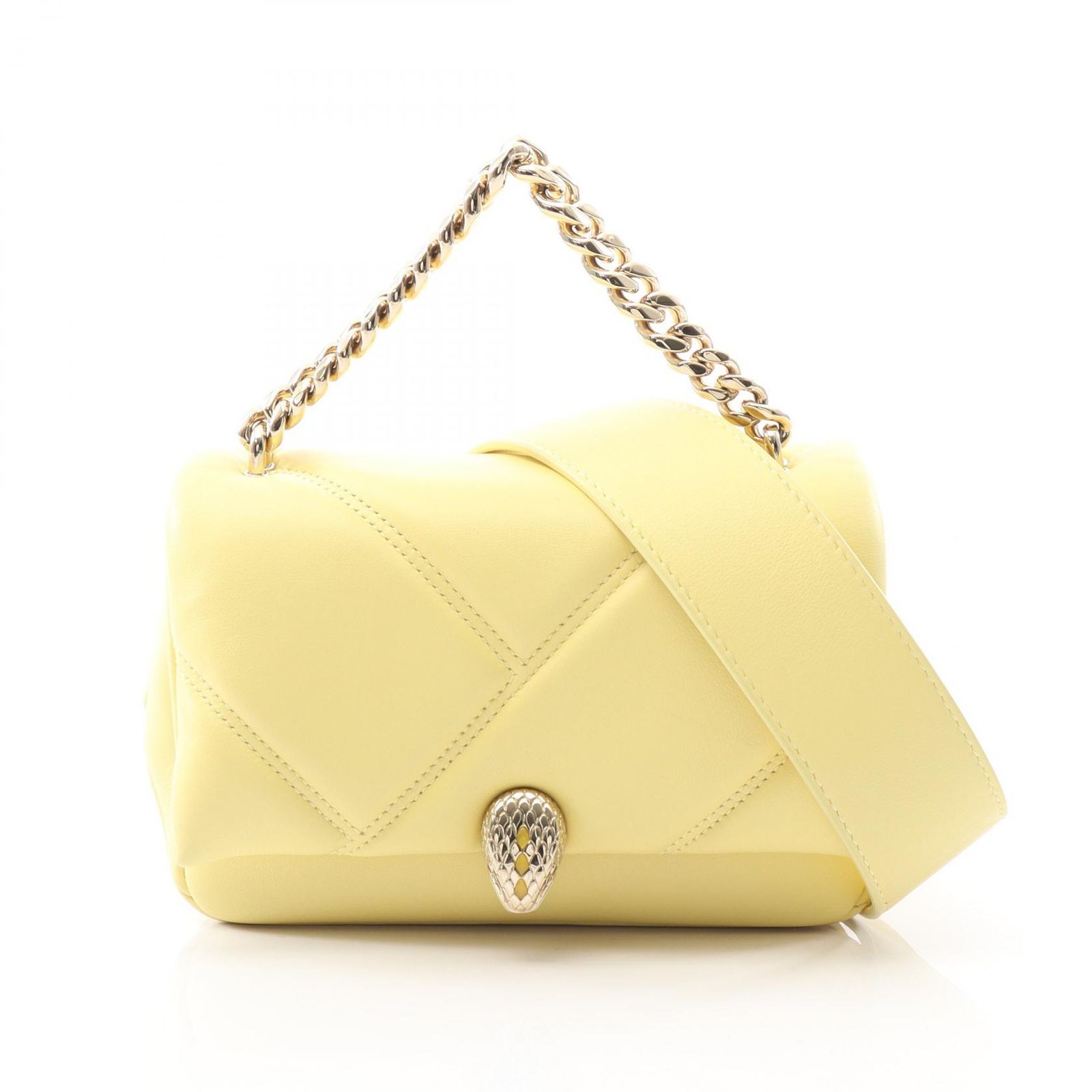 ブルガリ BVLGARI ハンドバッグ セルペンティ カボション パステルイエロー レザー セルペンティ カボション 2wayショルダー レディース Used A