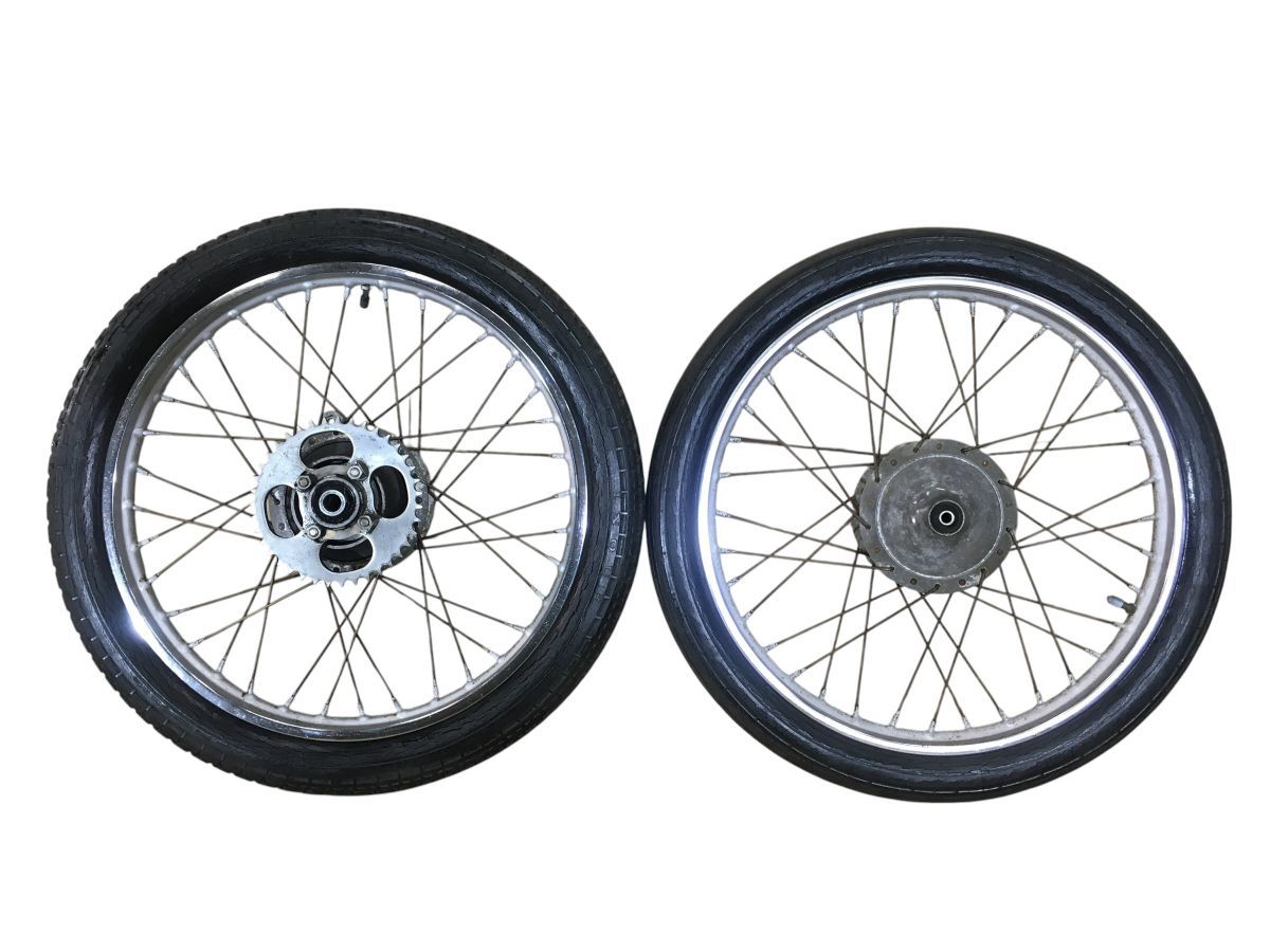 Kawasaki　90S　KC　GA　初期モデル　前後　ホイール　セット　レストア　組み換え　流用　インチアップ　ＯＨにも（中古）2878-Z4932