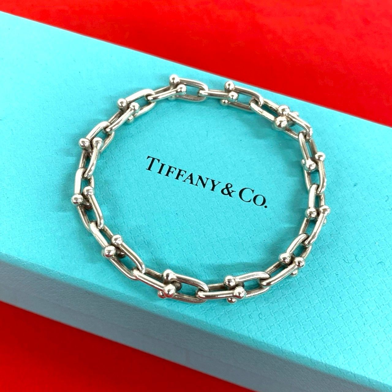 極 美品 箱付き TIFFANY&Co. ティファニー ハードウェア スモールリンク シルバー925 ブレスレット アクセサリー シルバー 10661