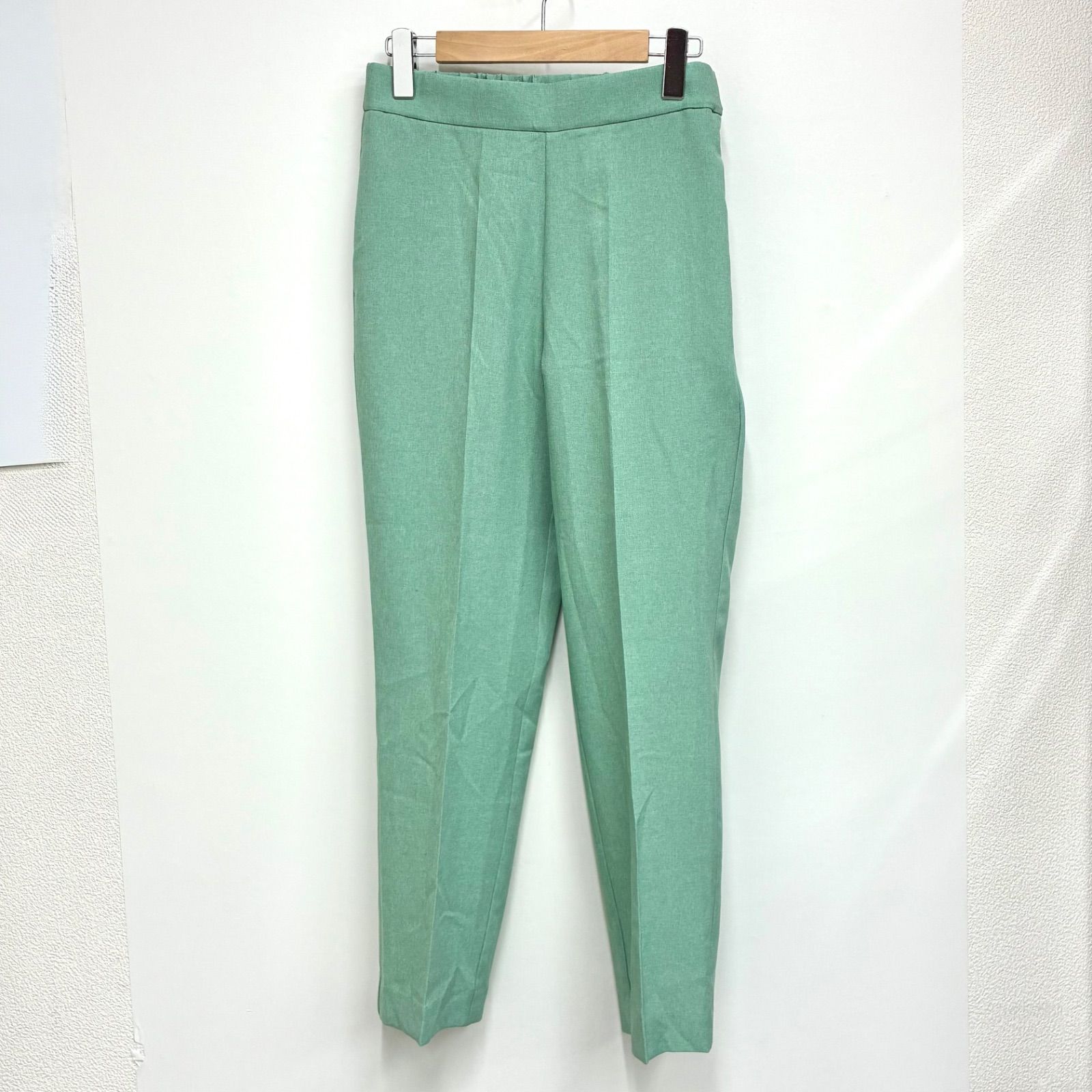 【セブンテン SEVEN TEN】美品！ベーシックパンツ スラックス フルレングス 十分丈 ライトグリーン M