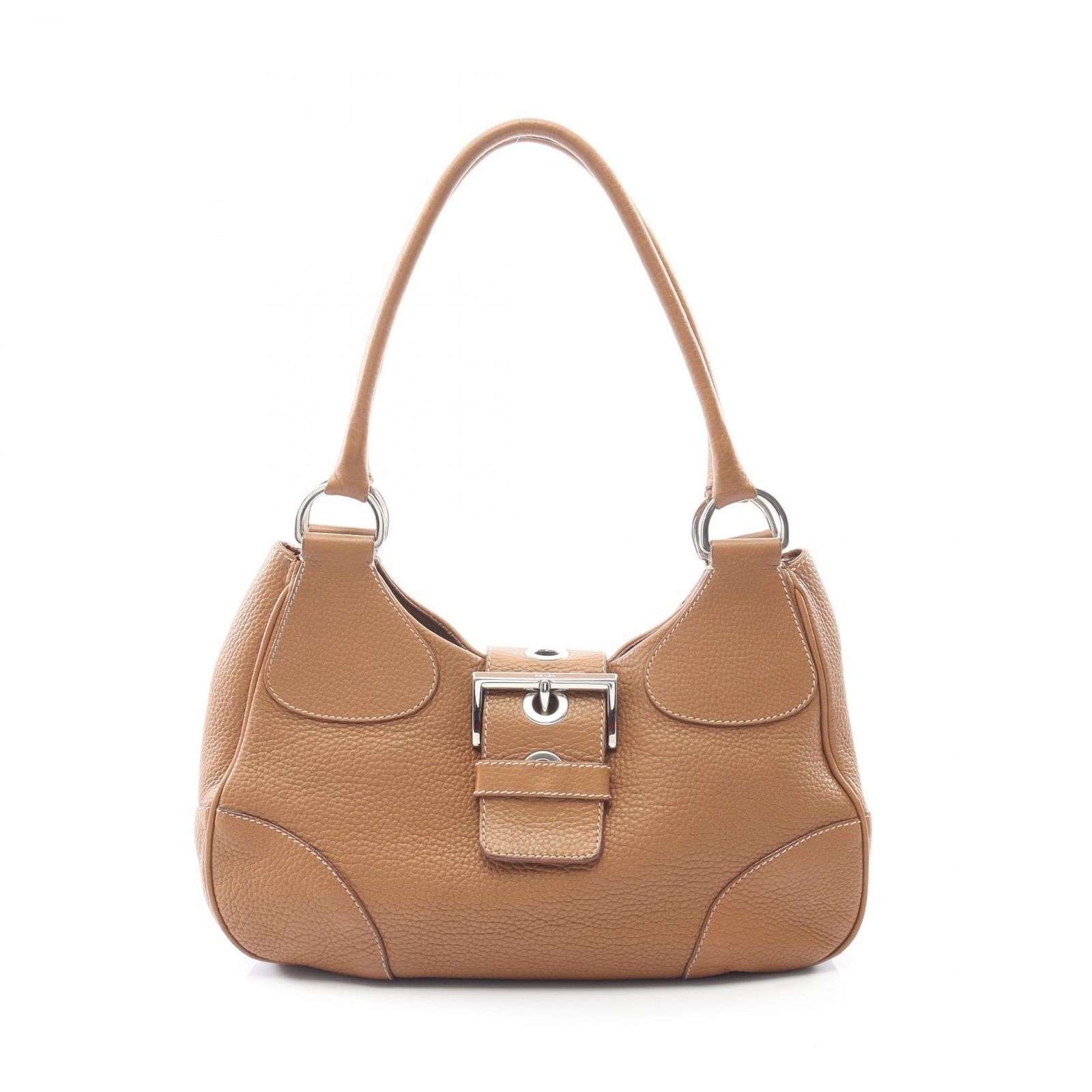 プラダ PRADA トートバッグ 7 Q ブラウン レザー ショルダーバッグ レディース Used B