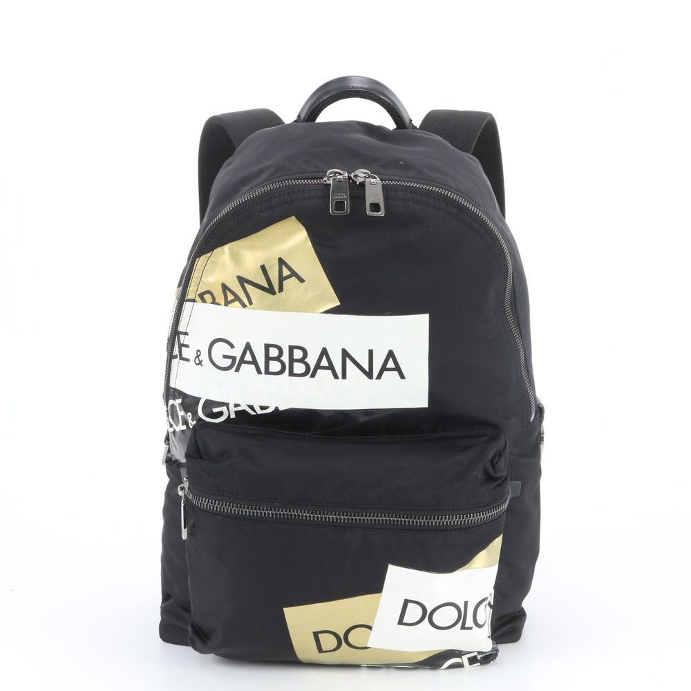 極美品 ドルチェアンドガッバーナ D&G レザー ナイロン リュックサック バックパック バッグ ブラック 黒 A4 メンズ MWM DZ34-1【中古】