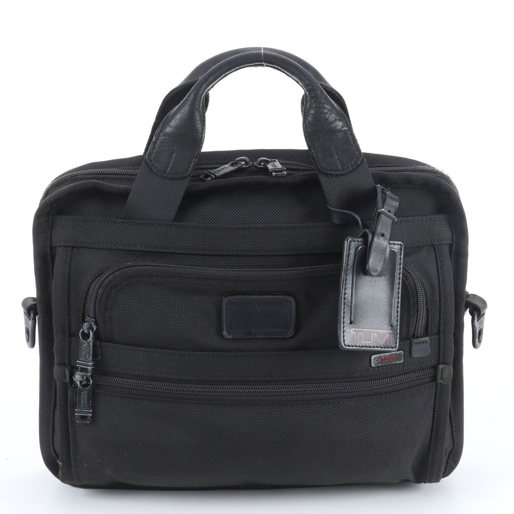 TUMI トゥミ トレーサータグ付 26121DH レザー ナイロン ビジネス バッグ 書類鞄 トート 通勤 ブラック 黒 A4 メンズ RWM DZ31-1【中古】