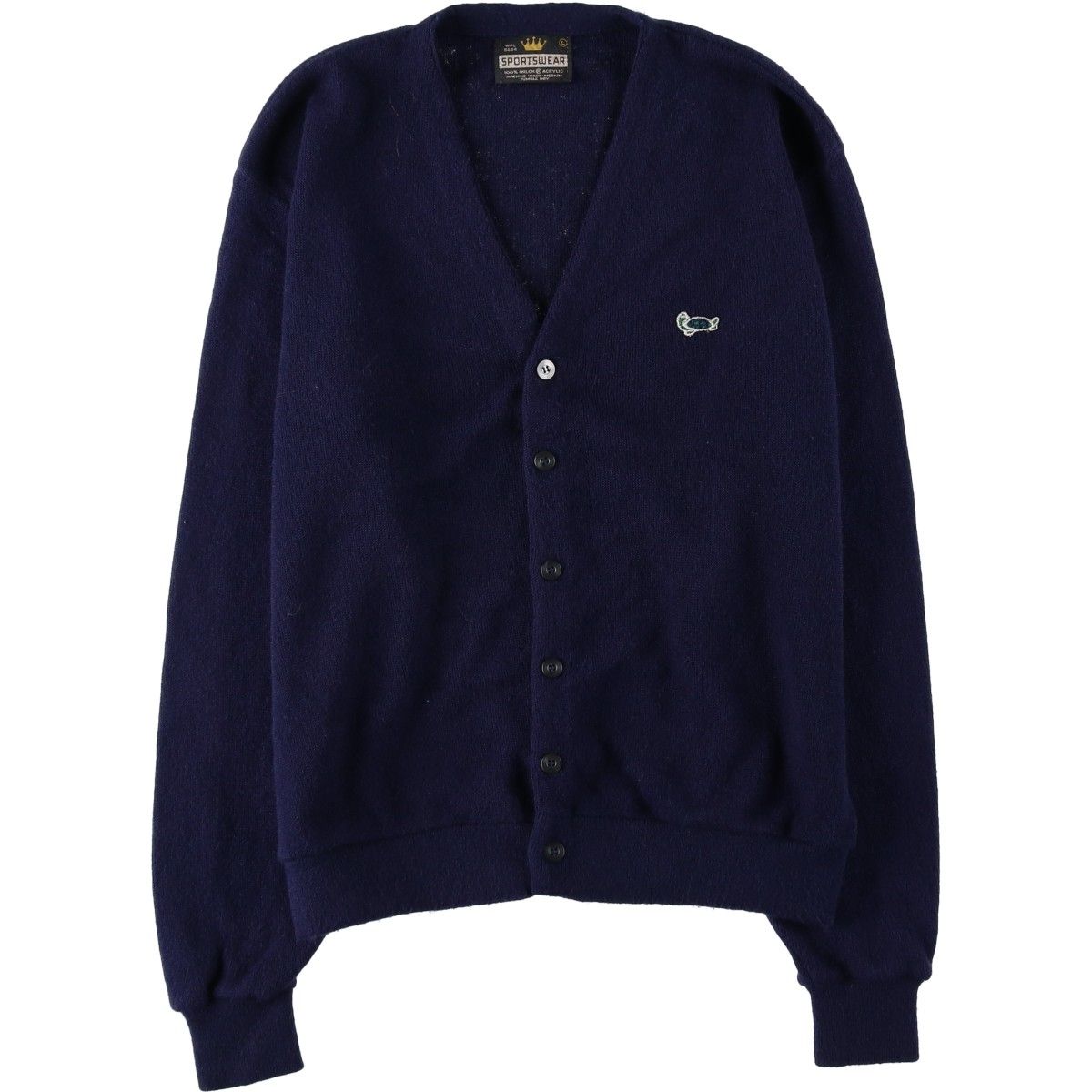 古着 70~80年代 SPORTS WEAR アクリルニットカーディガン メンズL相当 ヴィンテージ/eaa640231