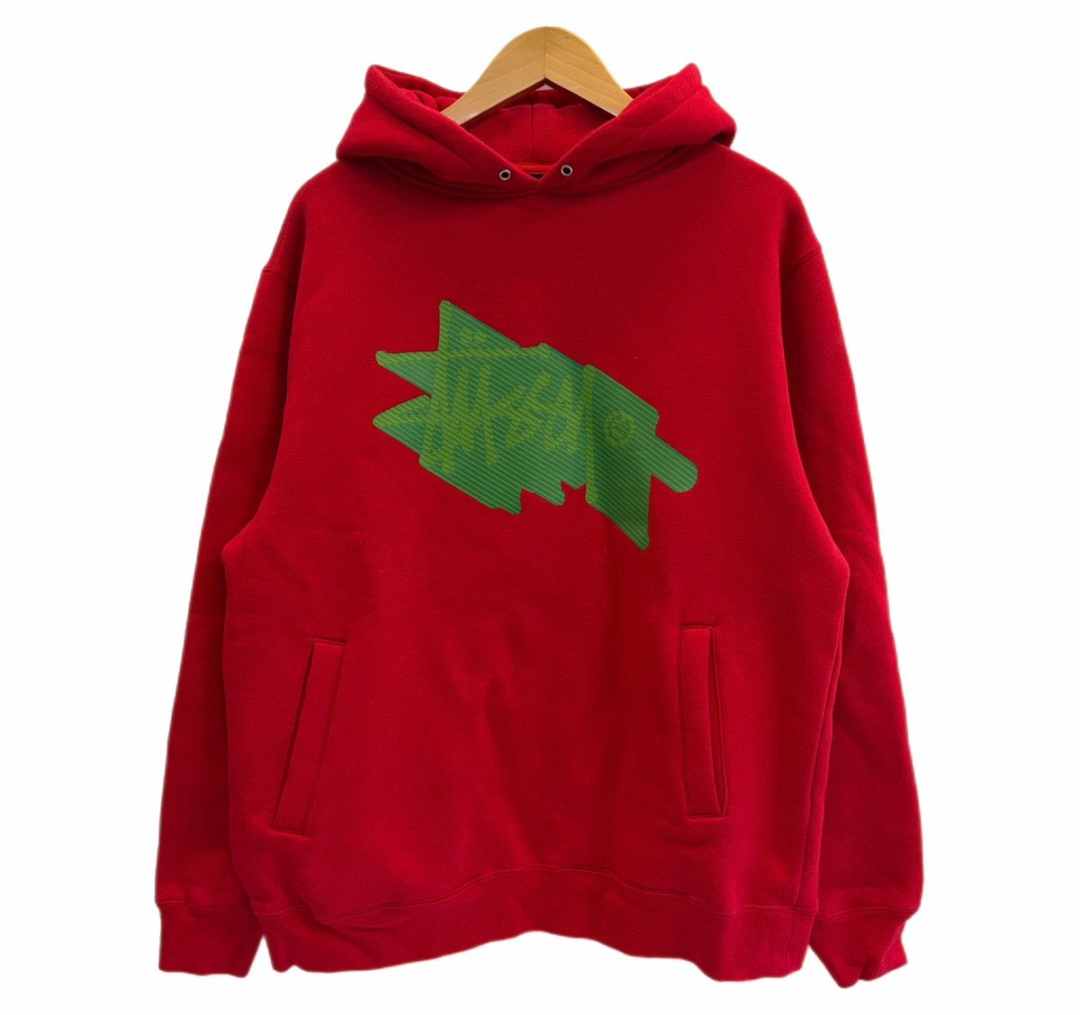 ステューシー STUSSY 90s~00s OLD STUSSY フロントロゴ バックロゴ フーディー 裏起毛 赤 パーカ レッド Lサイズ 101MT-6256
