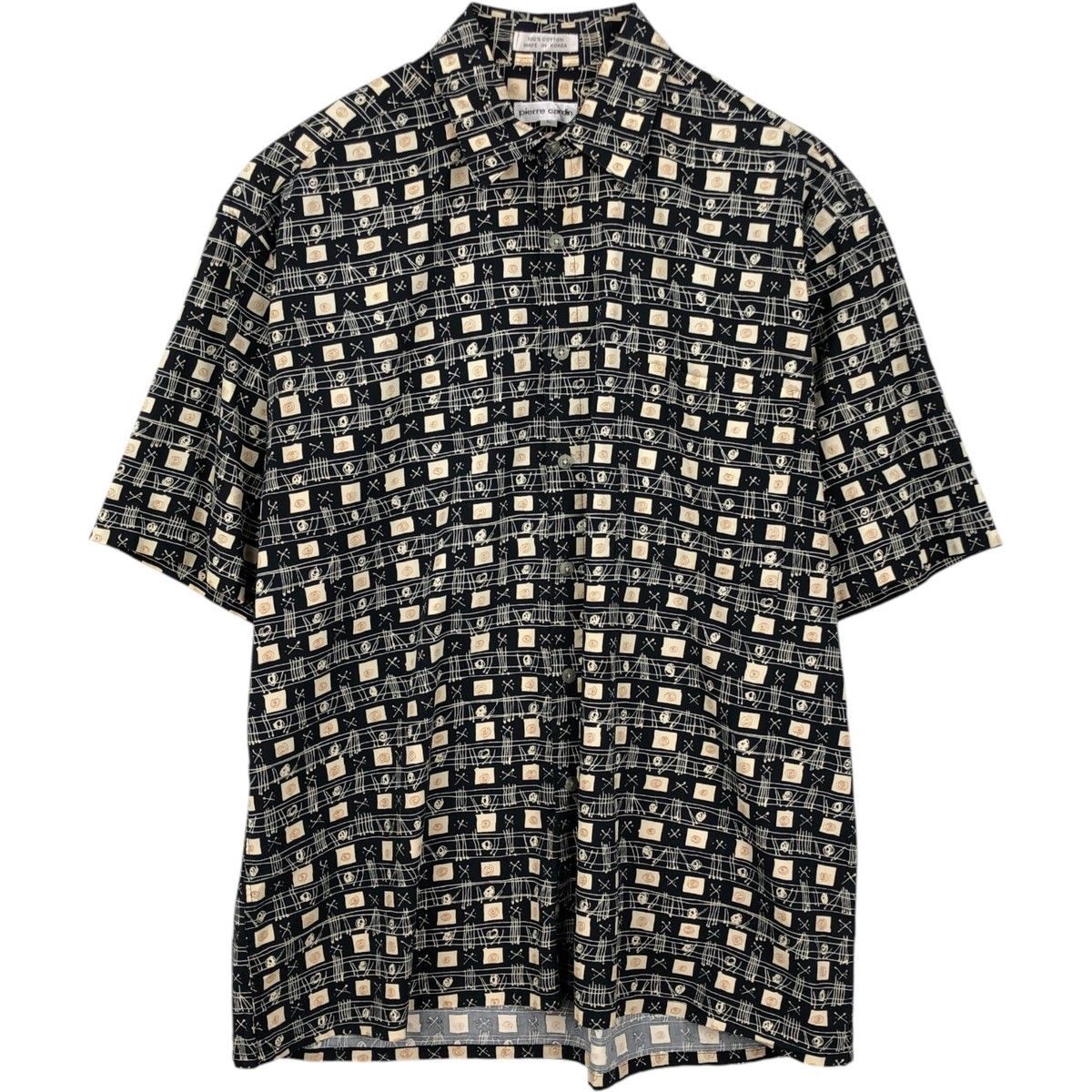 古着 ピエールカルダン Pierre Cardin 総柄 半袖 コットンシャツ メンズL相当/eaa641005
