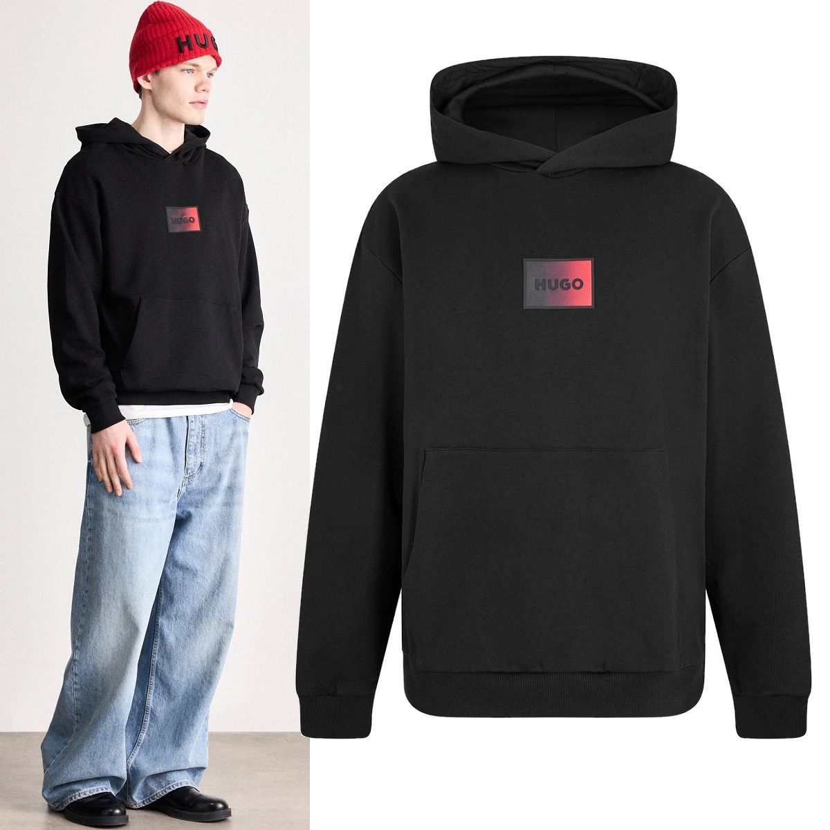 1 HUGO BOSS ヒューゴボス 50553145 001 ブラック パーカー フーディ グラデーションロゴ size M 1 HUGO BOSS ヒューゴボス 50553145 001 ブラック パーカー フーディ