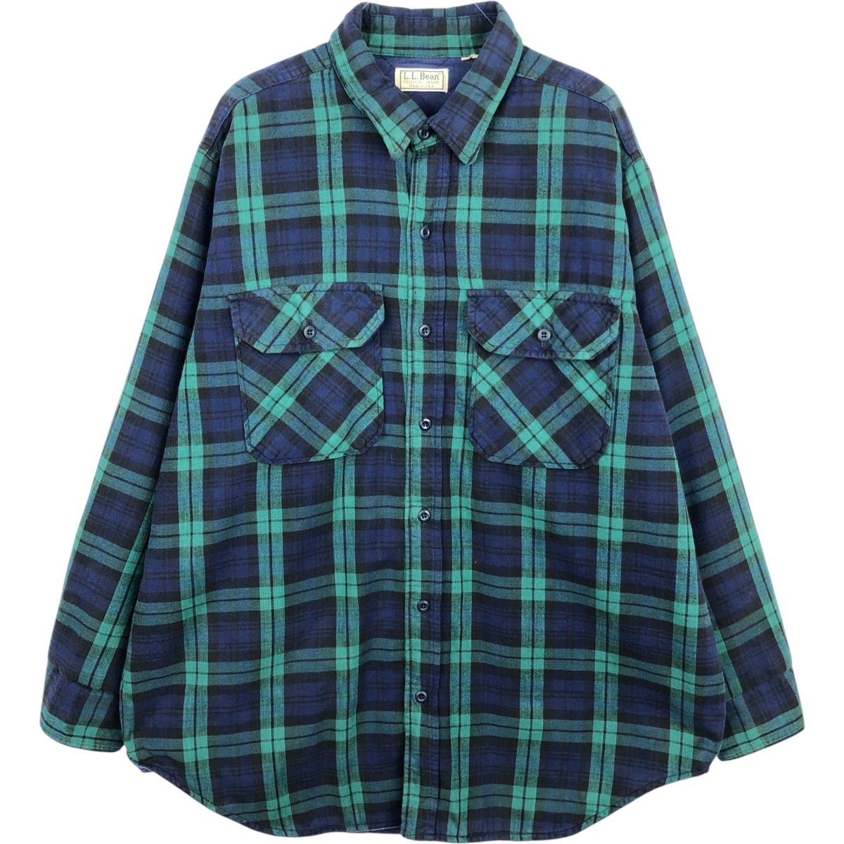 古着 エルエルビーン L.L.Bean ブラックウォッチチェック 中綿入り 長袖 ヘビーネルチェックシャツ メンズL相当/eaa637973