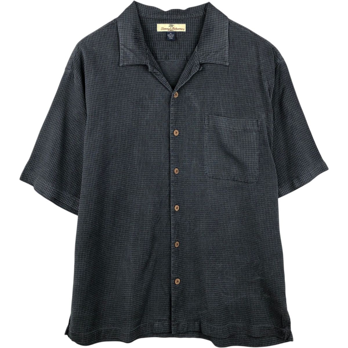 古着 トミーバハマ Tommy Bahama チェック柄 ボックスシャツ 半袖 オープンカラー シルクシャツ メンズXL相当/eaa641014