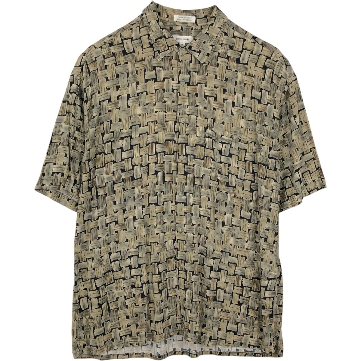 古着 ピエールカルダン Pierre Cardin 総柄 半袖 レーヨンシャツ 