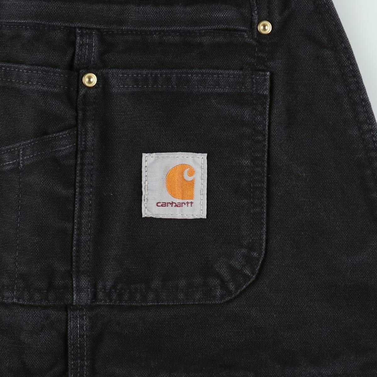 古着 カーハート Carhartt RELAXED FIT ダブルニー ブラック ダック オーバーオール メンズw36相当/eaa633595