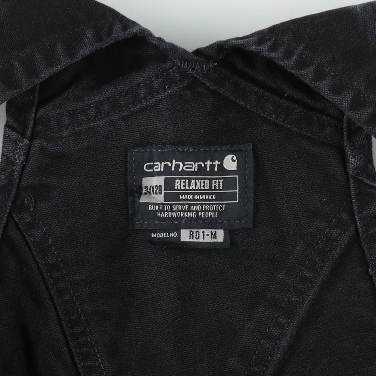 古着 カーハート Carhartt RELAXED FIT ダブルニー ブラック ダック オーバーオール メンズw36相当/eaa633595