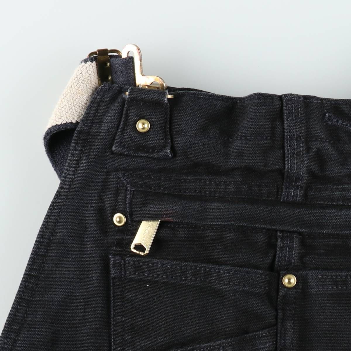 古着 カーハート Carhartt RELAXED FIT ダブルニー ブラック ダック オーバーオール メンズw36相当/eaa633595