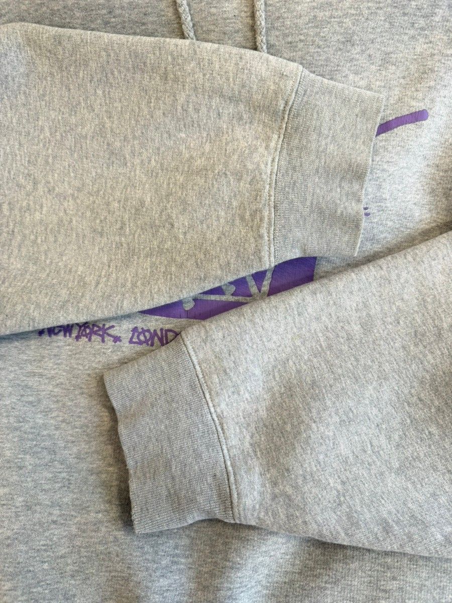 ステューシー STUSSY 90s~00s OLD STUSSY 25th 25周年記念 プリントフーディー パーカ グレー Lサイズ 101MT-6257