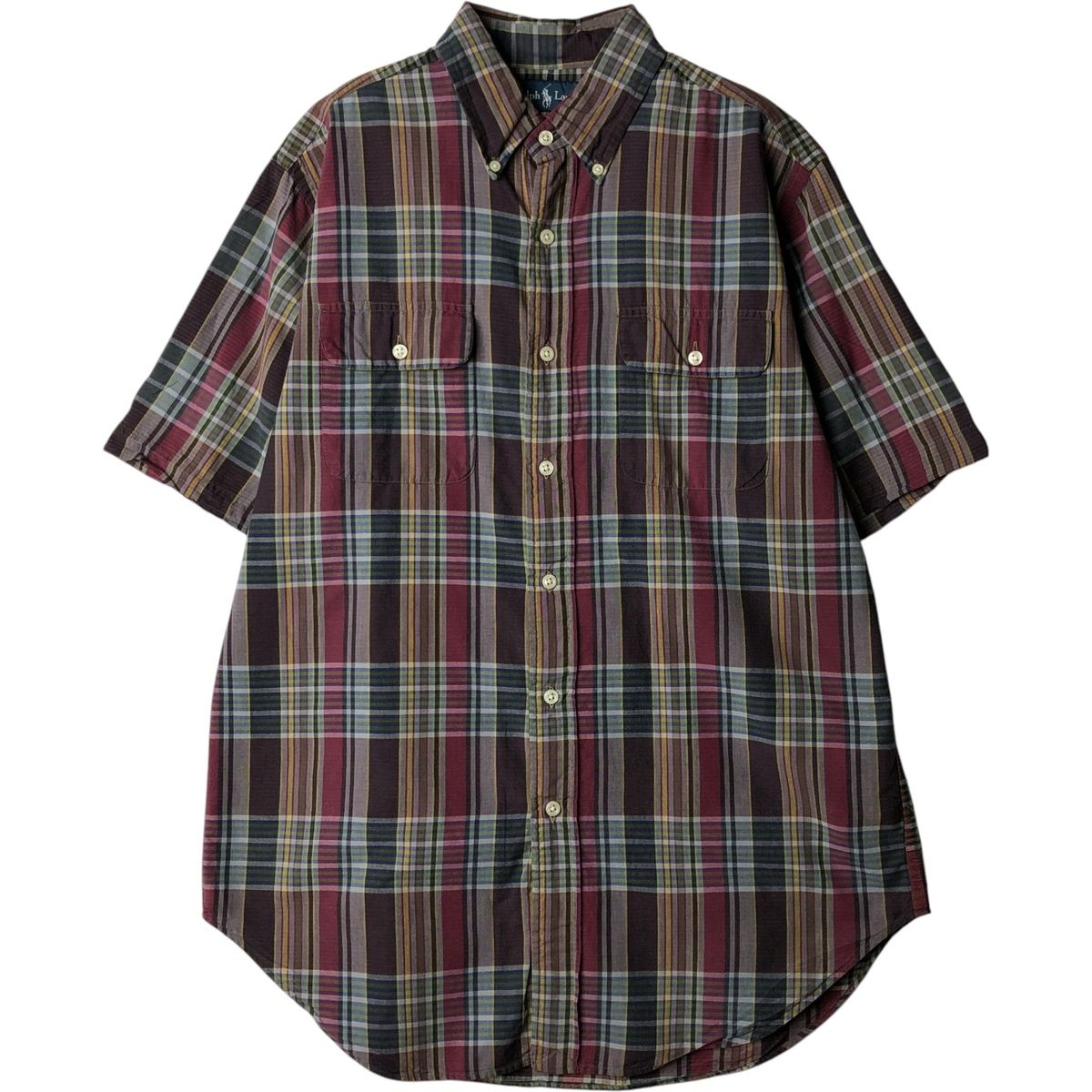 古着 ラルフローレン Ralph Lauren 半袖 ボタンダウン チェックシャツ メンズM相当/eaa640907
