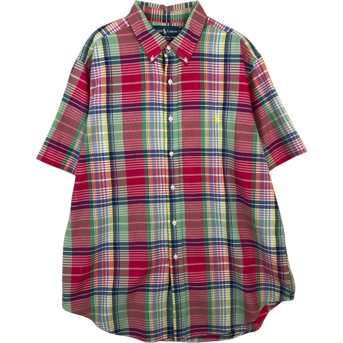 古着 ラルフローレン Ralph Lauren CLASSIC FIT クラシックフィット マドラスチェック 半袖 ボタンダウン チェックシャツ/eaa641169