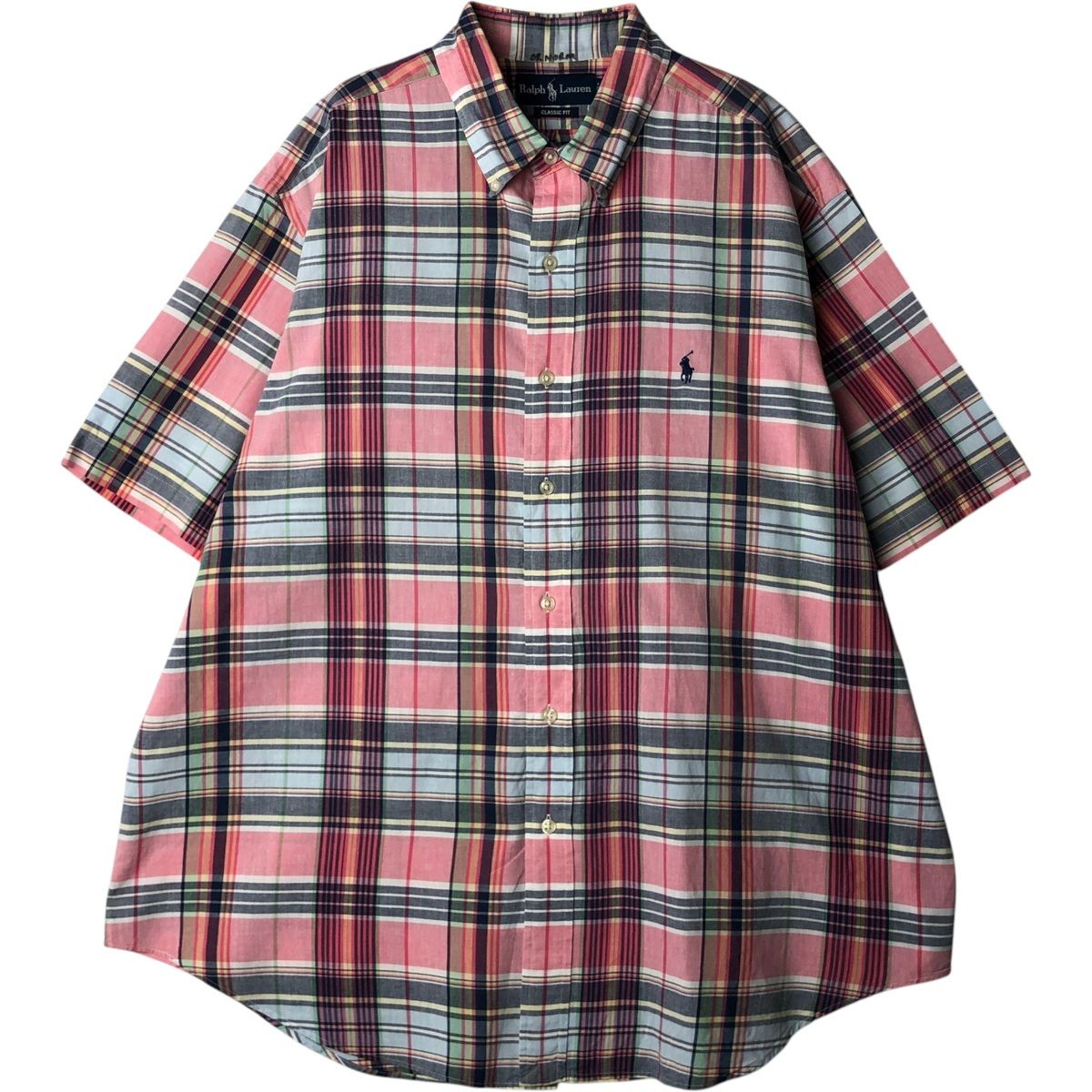 古着 ラルフローレン Ralph Lauren CLASSIC FIT 半袖 ボタンダウン チェックシャツ メンズXL相当/eaa640678