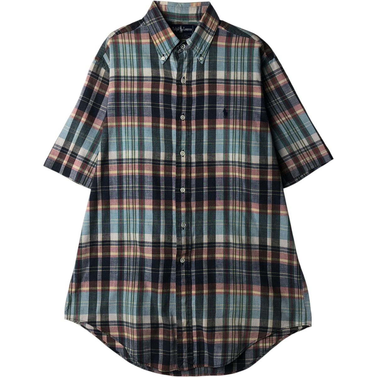 古着 ラルフローレン Ralph Lauren 半袖 ボタンダウン チェックシャツ メンズM相当/eaa640901