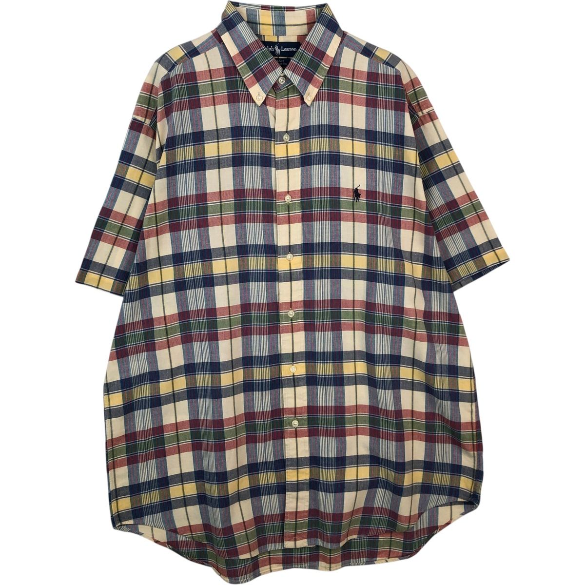 古着 ラルフローレン Ralph Lauren BLAKE マドラスチェック 半袖 ボタンダウン チェックシャツ メンズM相当 半袖/eaa641136