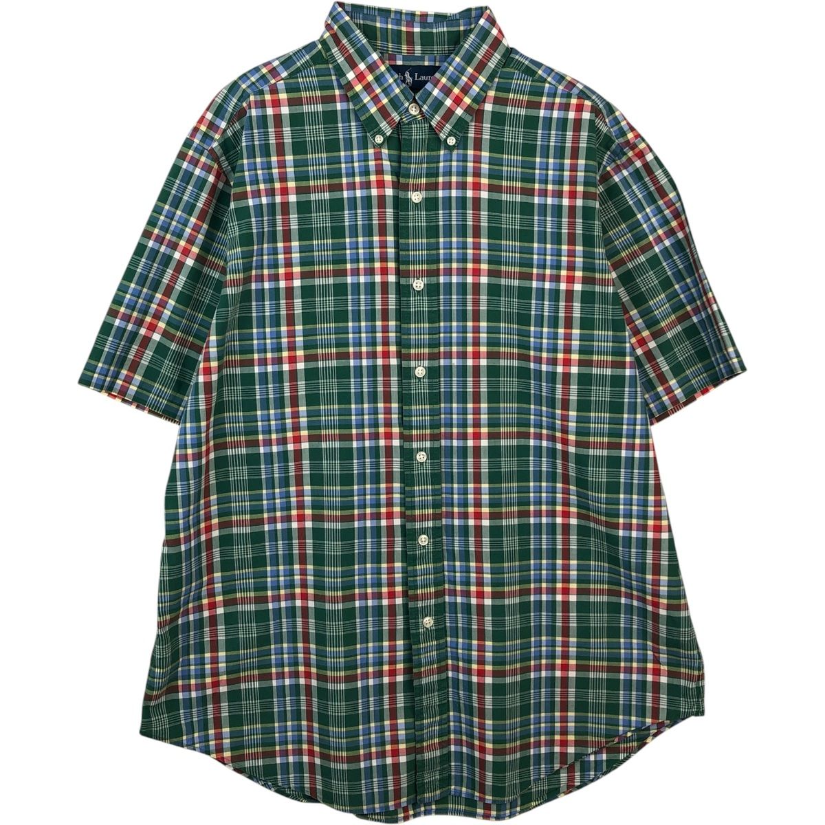 古着 ラルフローレン Ralph Lauren CLASSIC FIT クラシックフィット マドラスチェック 半袖 ボタンダウン チェックシャツ/eaa641160