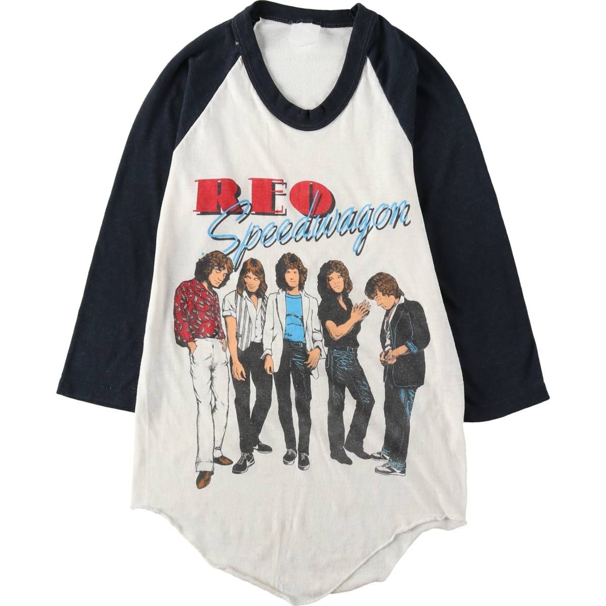 古着 ~90年代 REO SPEEDWAGON アールイーオースピードワゴン 七分袖 ラグラン バンドTシャツ バンT レディースXS相当/eaa635551