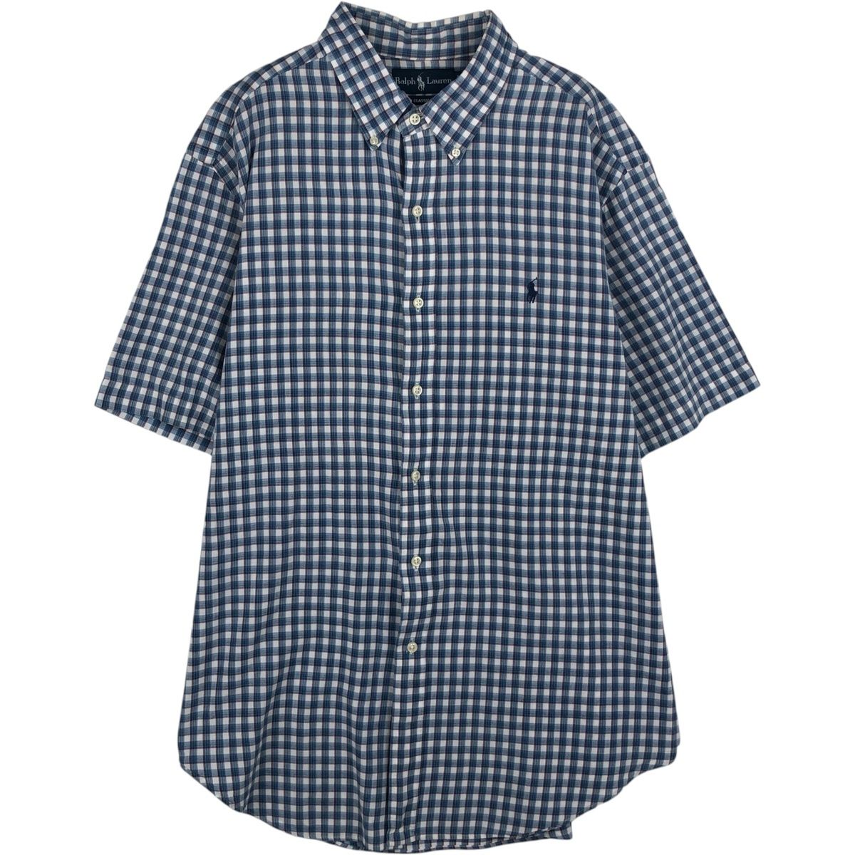 古着 ラルフローレン Ralph Lauren CLASSIC FIT 半袖 ボタンダウン チェックシャツ メンズXL相当/eaa641149