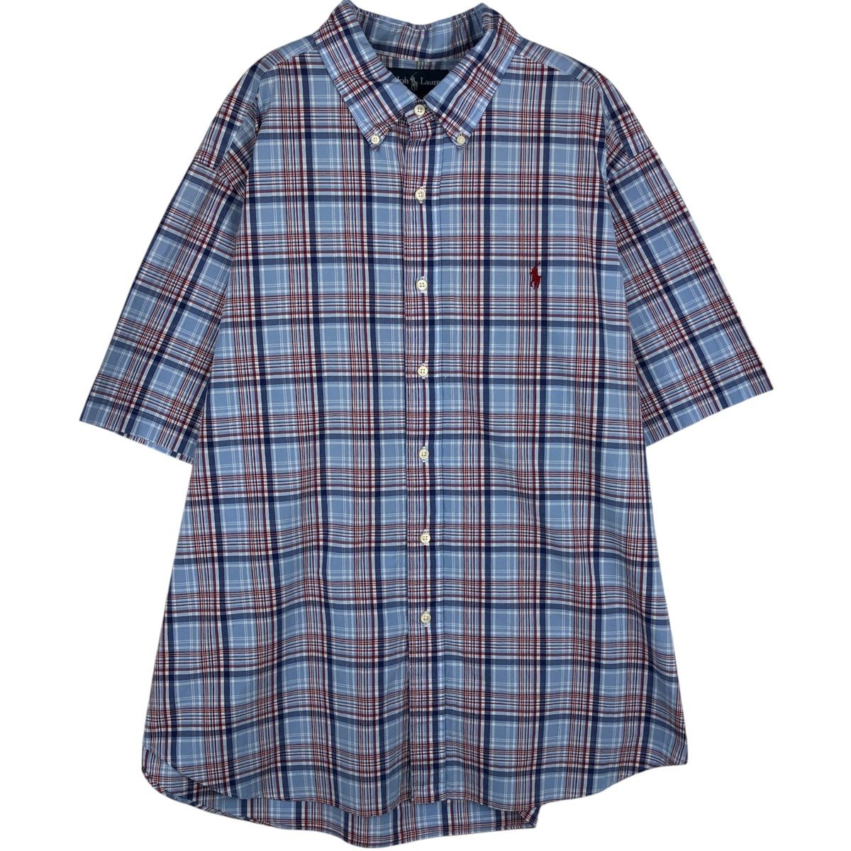 古着 ラルフローレン Ralph Lauren CLASSIC FIT 半袖 ボタンダウン チェックシャツ メンズXXL相当/eaa641125