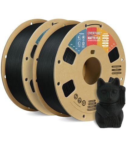 OVERTURE マット PLA フィラメント素材 1.75mm アップグレード版 3Dプリンター フィラメント, マット PLA 2KG スプール (4.4 LBS) Matte PLA フロステッドテクスチャー (マットブラック*2)★m ec29b8d1