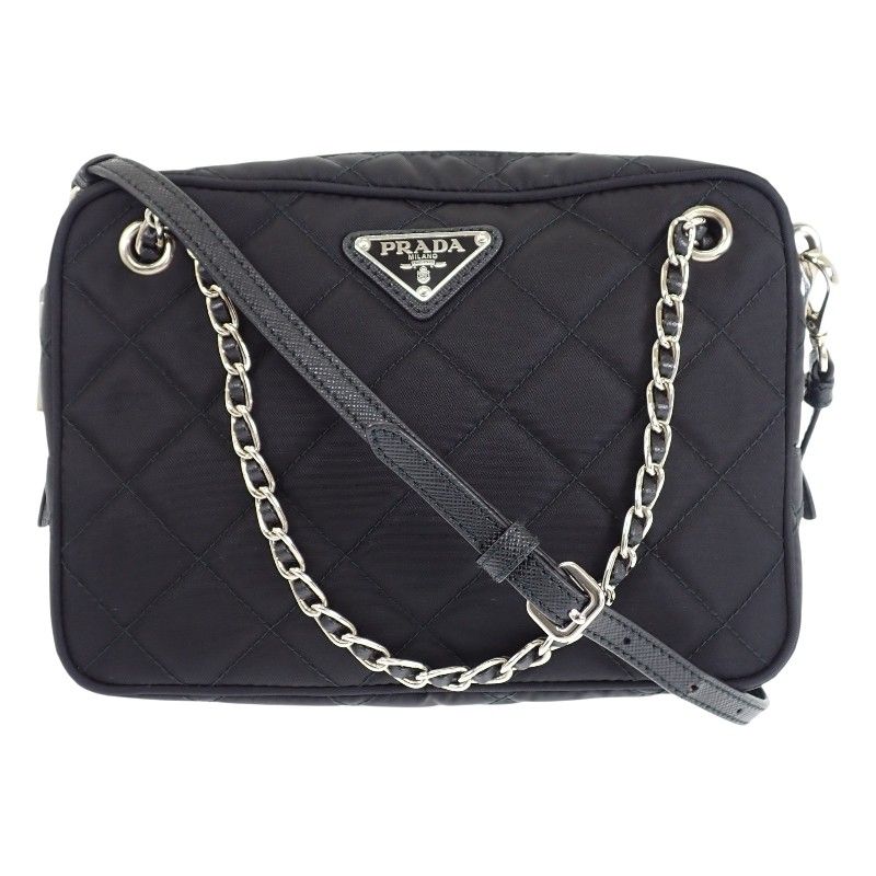 プラダ PRADA キルティングバッグ アウトレット 1BH910 2WAYバッグ ショルダー トート ナイロン ブラック シルバー金具 レディース【中古】【ABランク】