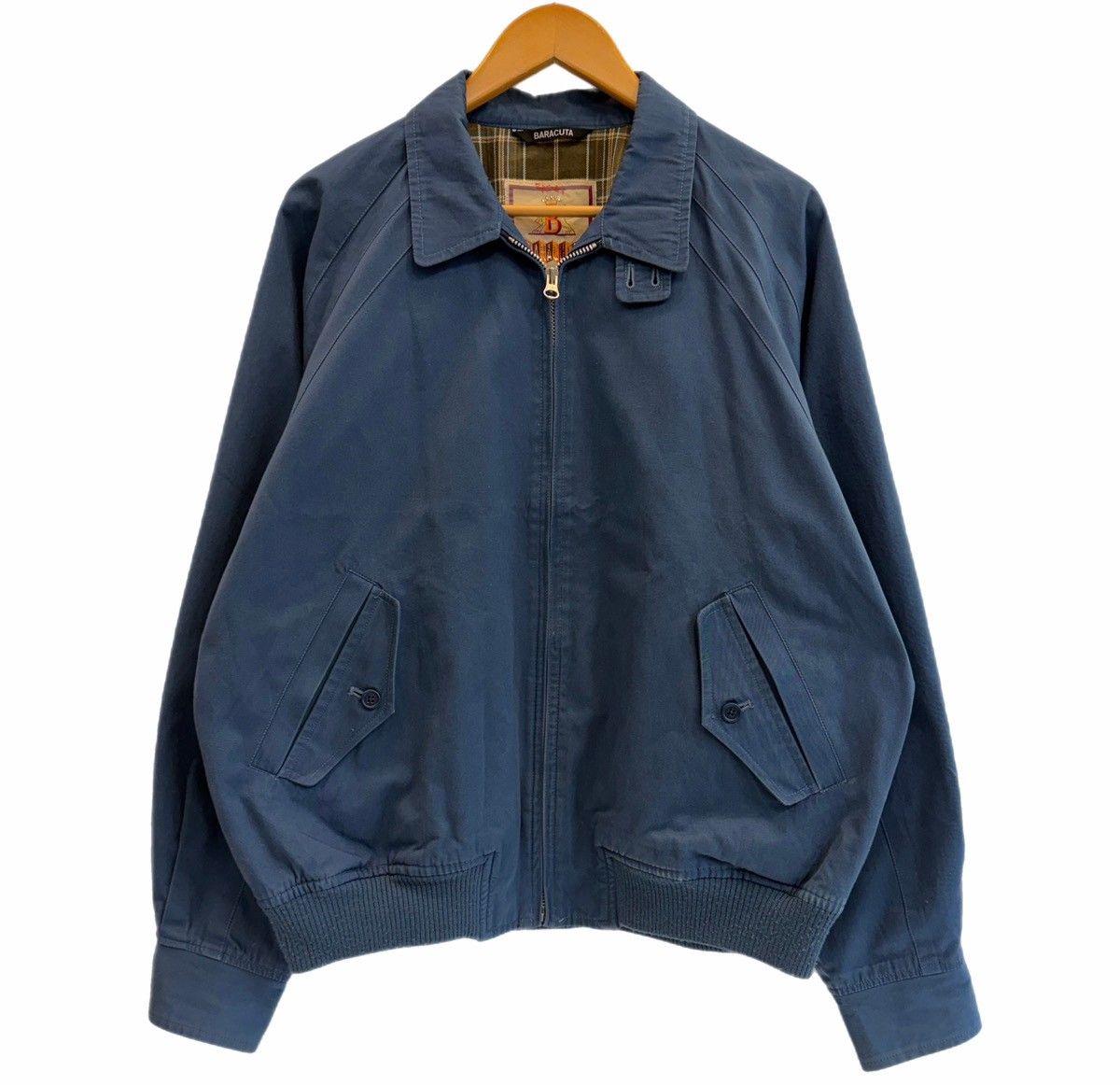 バラクータ BARACUTA 裏地チェック ハリントンジャケット 紺 BJC-2503 ジャケット ネイビー Lサイズ 101MT-6264