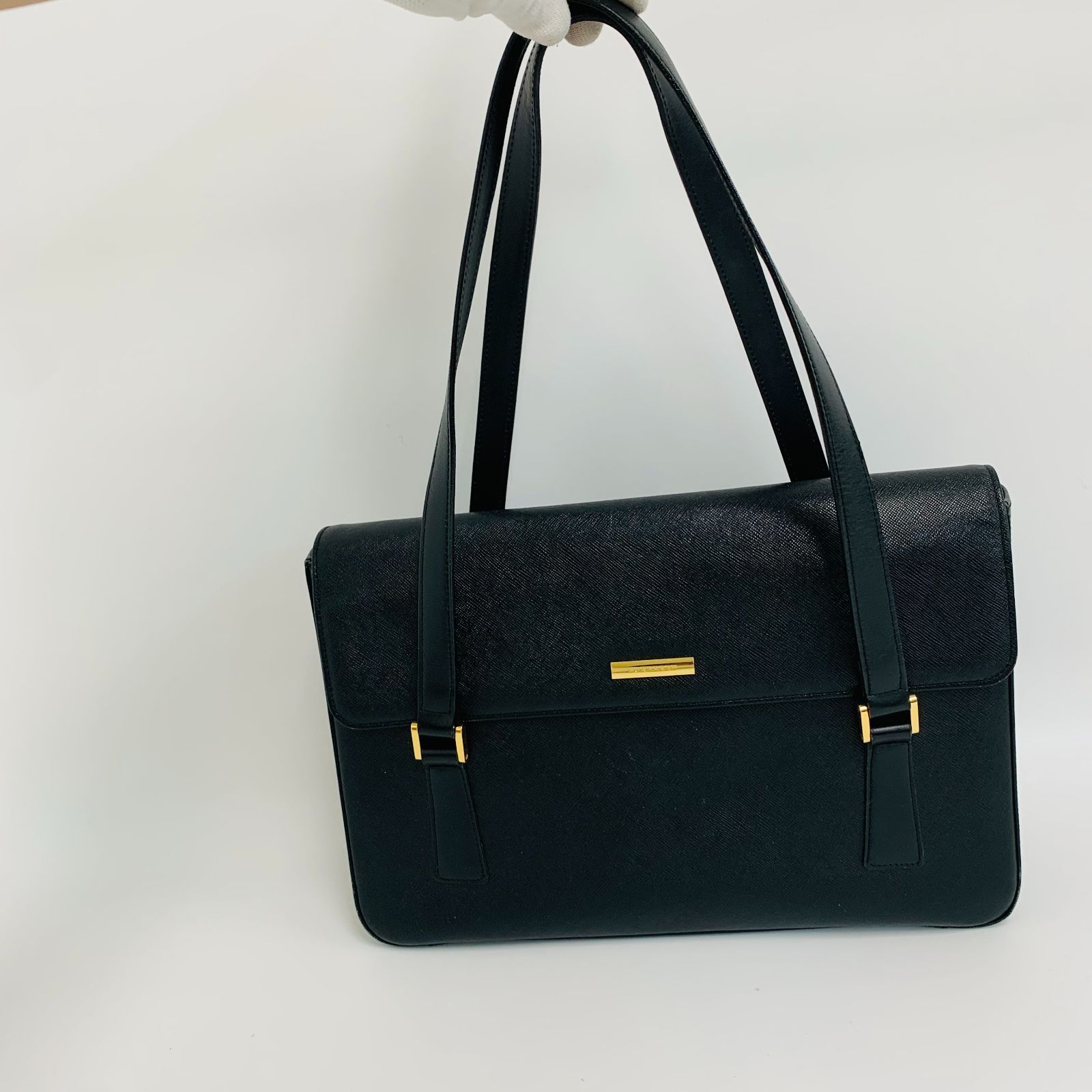 【極美品】BURBERRY バーバリー レザー トートバッグ ブラック ゴールド金具