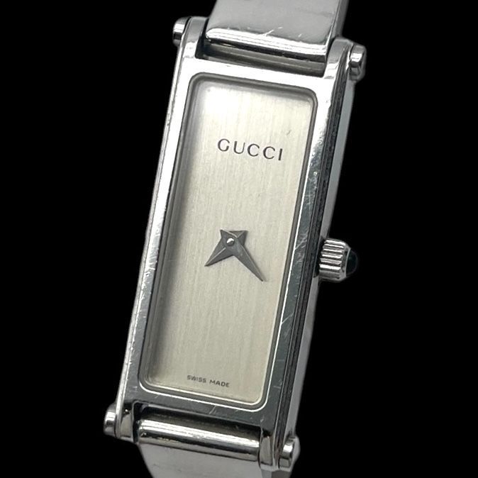 GUCCI 128.4 シルバースクエア レディース腕時計 新品電池 稼働品 GUCCI グッチ レディース腕時計 1500L スクエア型