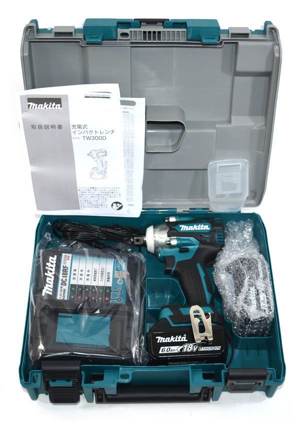 新品 未使用 Makita マキタ 充電式インパクトレンチ TW300DRGX バッテリー(BL1860B)2個+充電器(DC18RF)付
