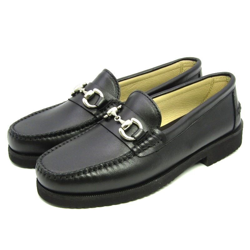 未使用 ARTESANOS アルテサノス 40 BIT LOAFER 302G ビットローファー ガラスレザー 牛革 シルバー金具 スペイン製 ブラック 35005527