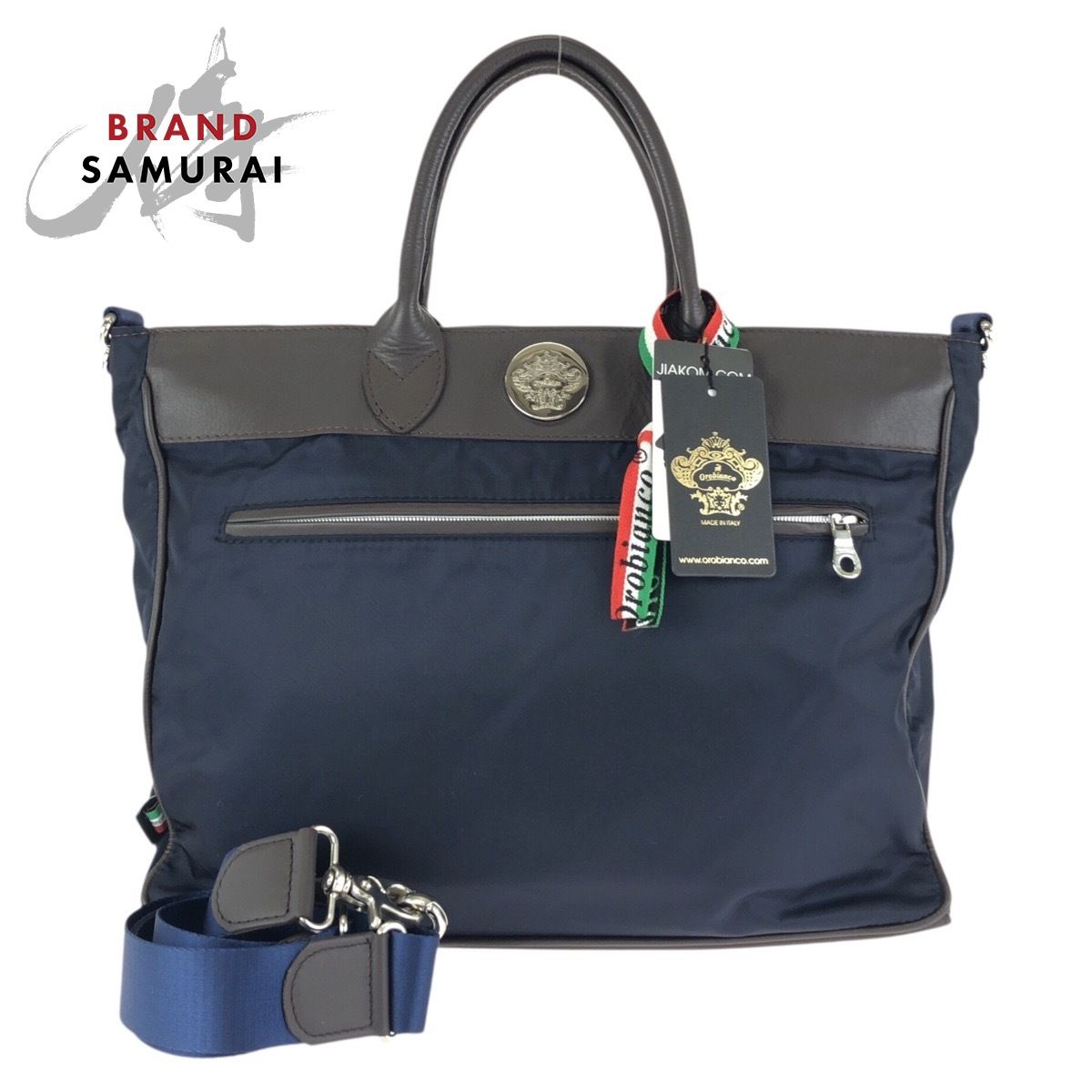 美品 Orobianco オロビアンコ 2way ネイビー シルバー金具 ナイロン